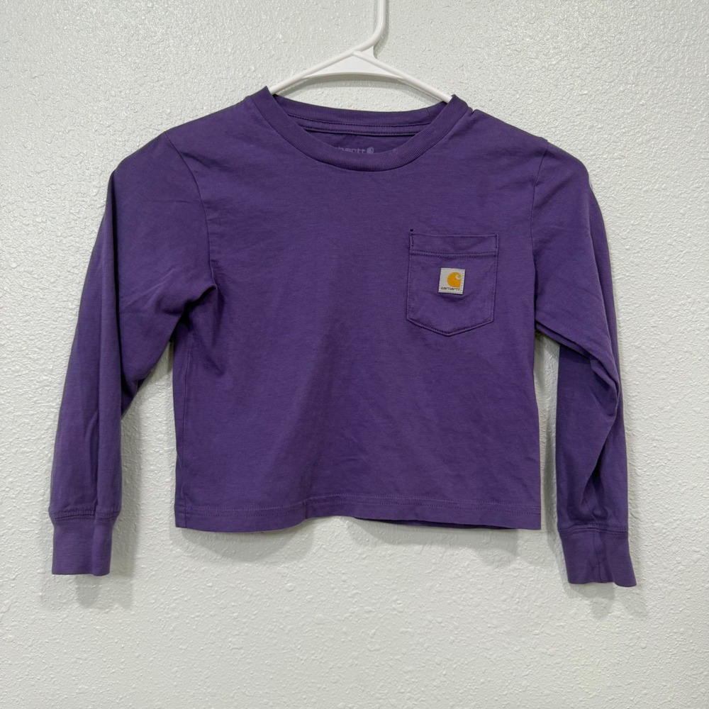 Carhartt Kids Purple Long Sleeve Pocket T-Shirt Size 5 Cotton Jersey Tee